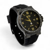 Black watch with diamond-studded bezel on a white background