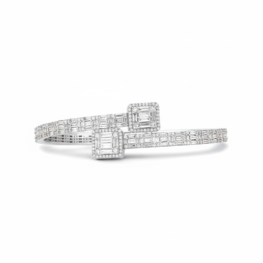 Baguette Bangle Diamond Bracelet in 18KT Gold