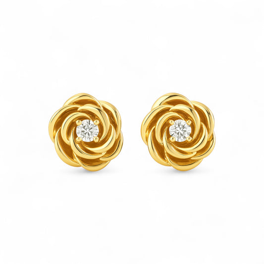 Belle Knot Natural Diamond Studs in 18K Gold