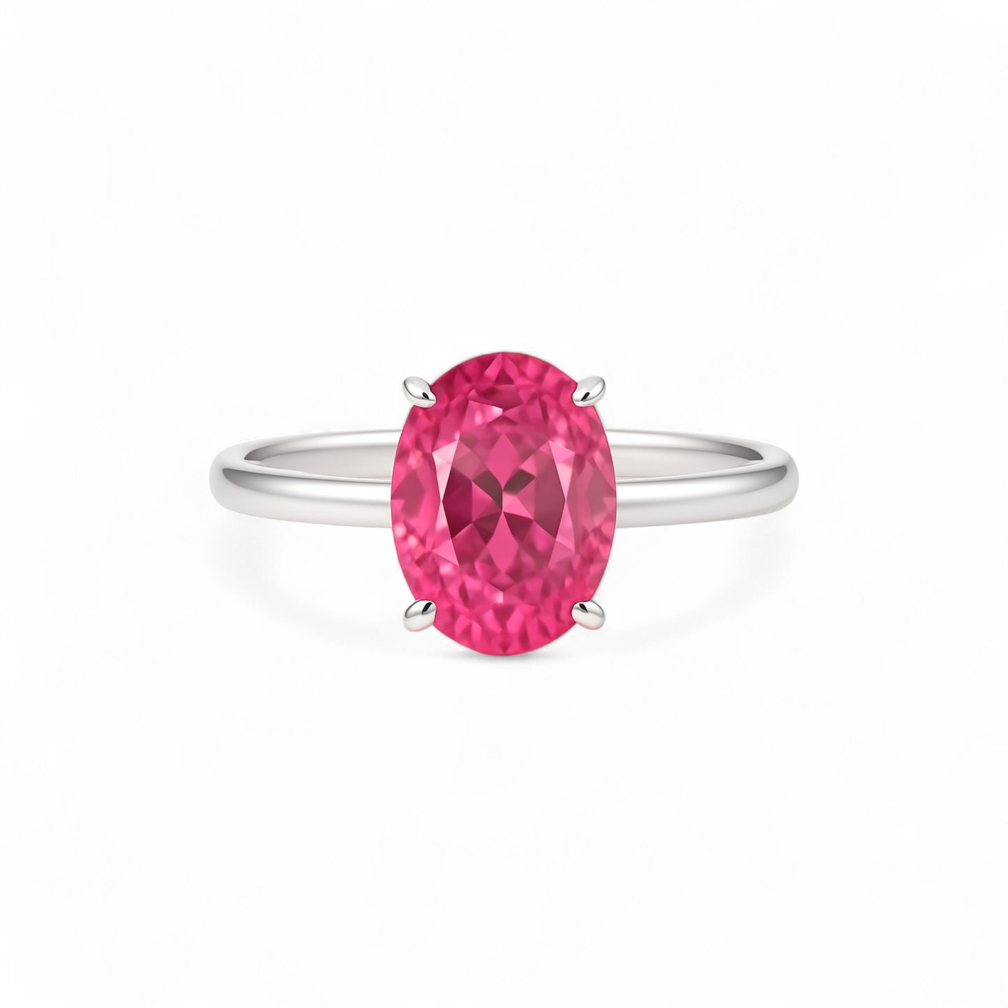Beth Oval Cut Moissanite Gemstone and Natural Diamond Ring in 18K Gold