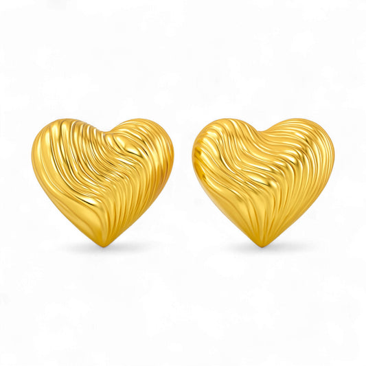 Big Heart Plain Gold Earrings in 18K Gold
