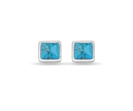 Blue Square Hypoallergenic Steel Earrings