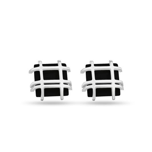 Prisoned Cube Hypoallergenic Steel Stud Earrings