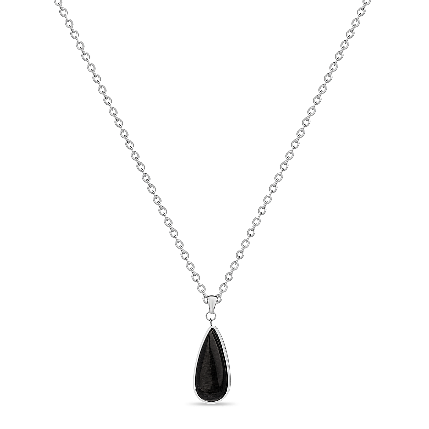 Black Pear Drop Hypoallergenic Steel Necklace