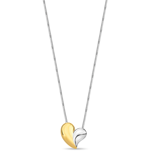 Duo-Tone Heart Hypoallergenic Steel Necklace