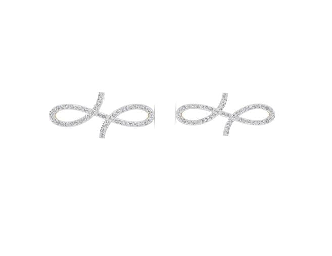 Oiza Infinie Mini Horizontal Pave Diamond Earrings in 18K Gold