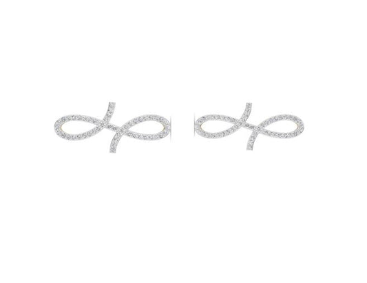 Oiza Infinie Mini Horizontal Pave Diamond Earrings in 18K Gold