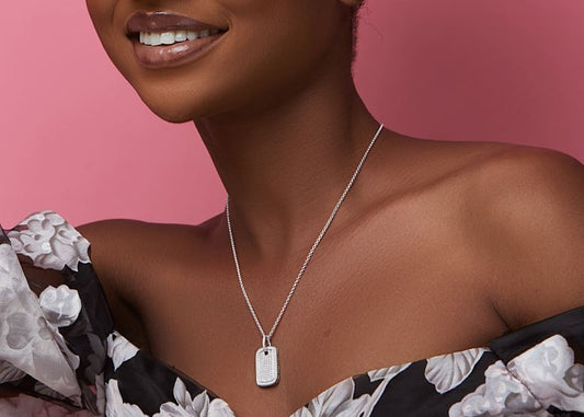 Tag Moissanite Pendant in 925 Sterling Silver