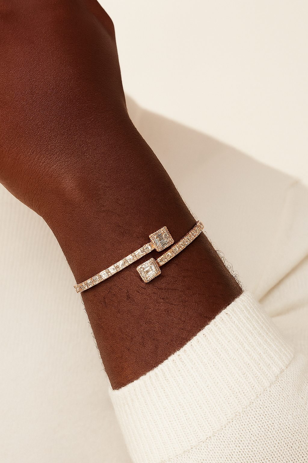Baguette Bangle Diamond Bracelet in 18K Gold