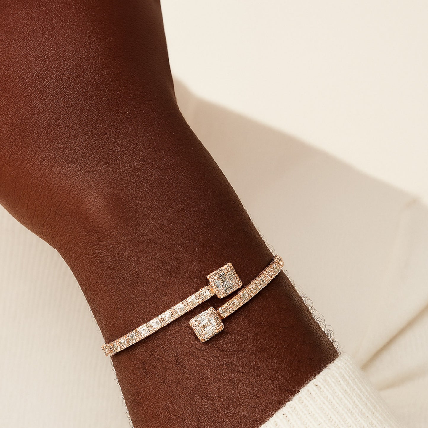 Baguette Bangle Diamond Bracelet in 18KT Gold