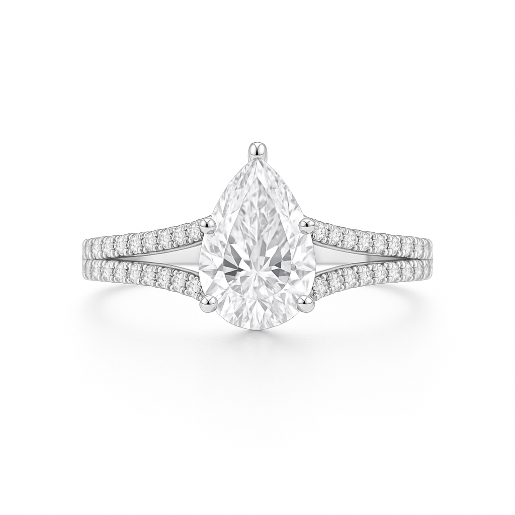 Split Shank Pear Cut CZ Bride Set in 925 Sterling Silver