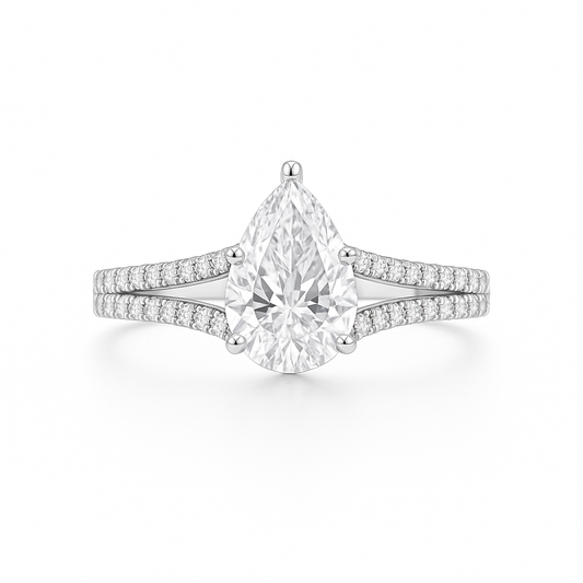 Split Shank Pear Cut CZ Bride Set in 925 Sterling Silver