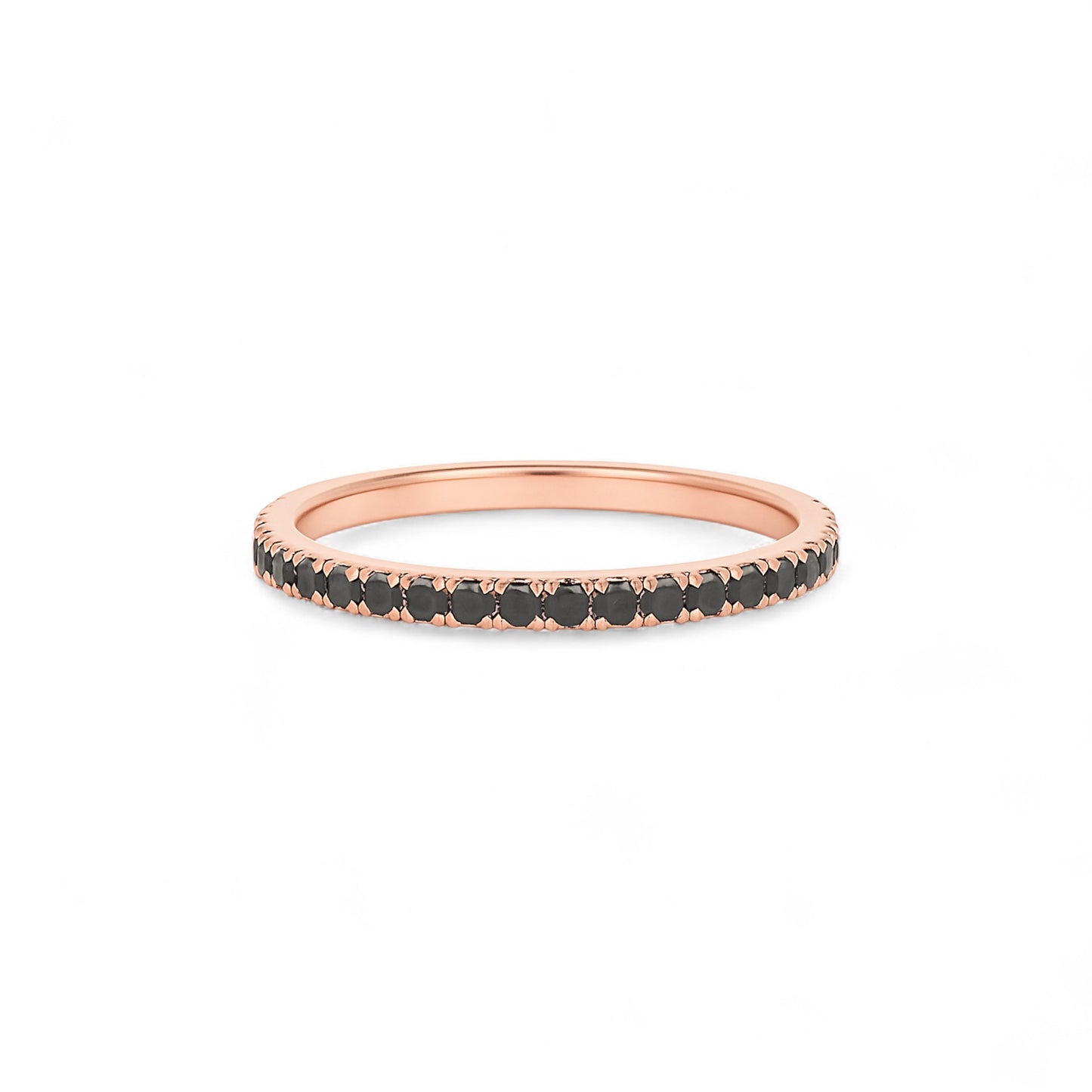 2MM Pave Black Diamond Band in 10K Gold