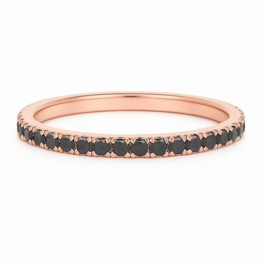 2MM Pave Black Diamond Band in 10K Gold