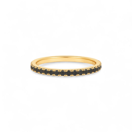 2MM Pave Black Diamond Band in 10K Gold