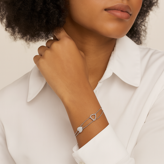 Velar Heart Shape Diamond Cluster Bracelet in 18K Gold