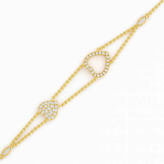 Velar Heart Shape Diamond Cluster Bracelet in 18K Gold