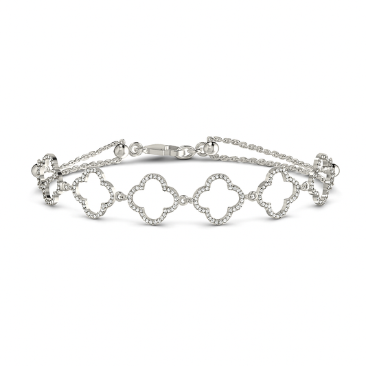 6 Clover Outline Diamond Bracelet in 18K Gold