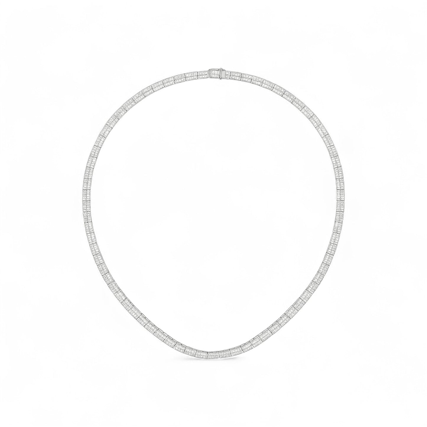 Baguette Cut Tennis Necklace in 18K Gold