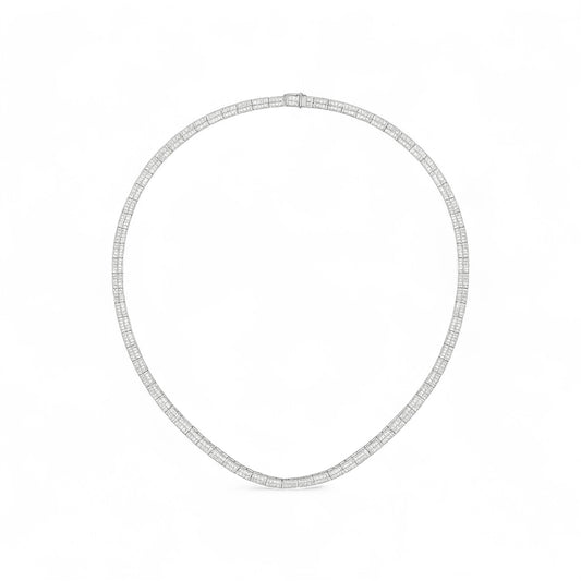 Baguette Cut Tennis Necklace in 18K Gold