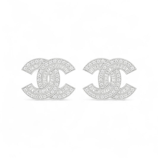 Interlocked C Diamond Mini Studs in 18K Gold