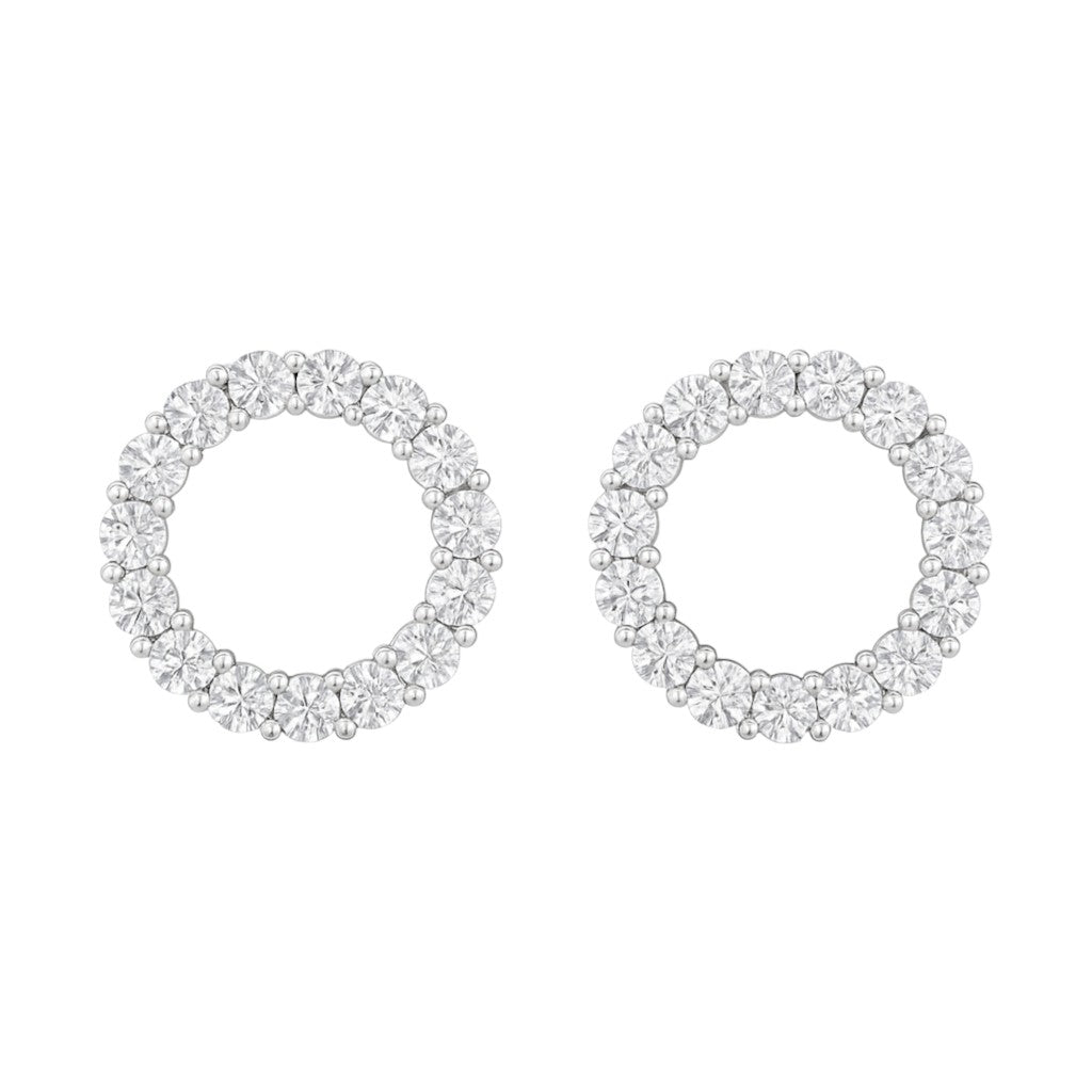 3MM Pave Eternity Diamond Earrings in 18K Gold