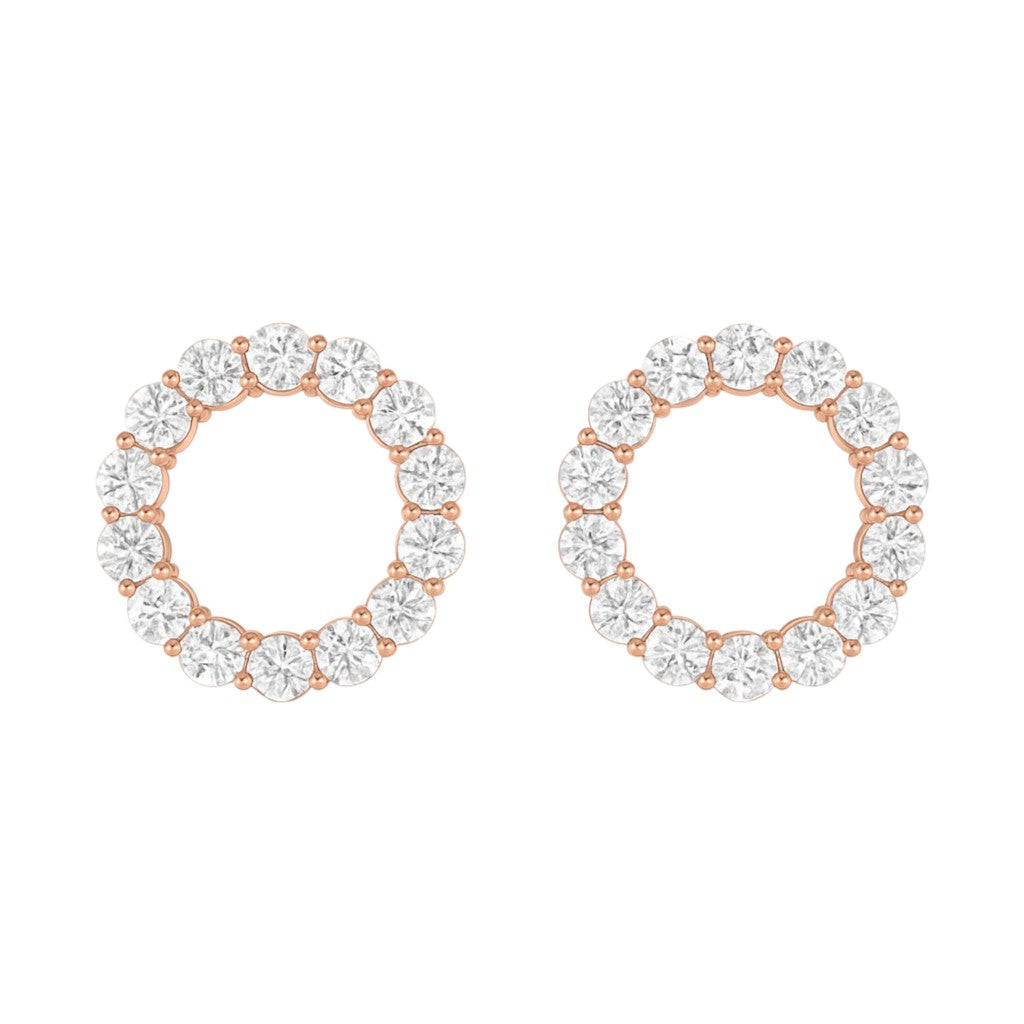 3MM Pave Eternity Diamond Earrings in 18K Gold