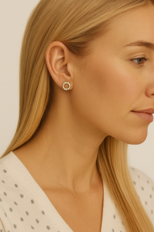 3MM Pave Eternity Diamond Earrings in 18K Gold