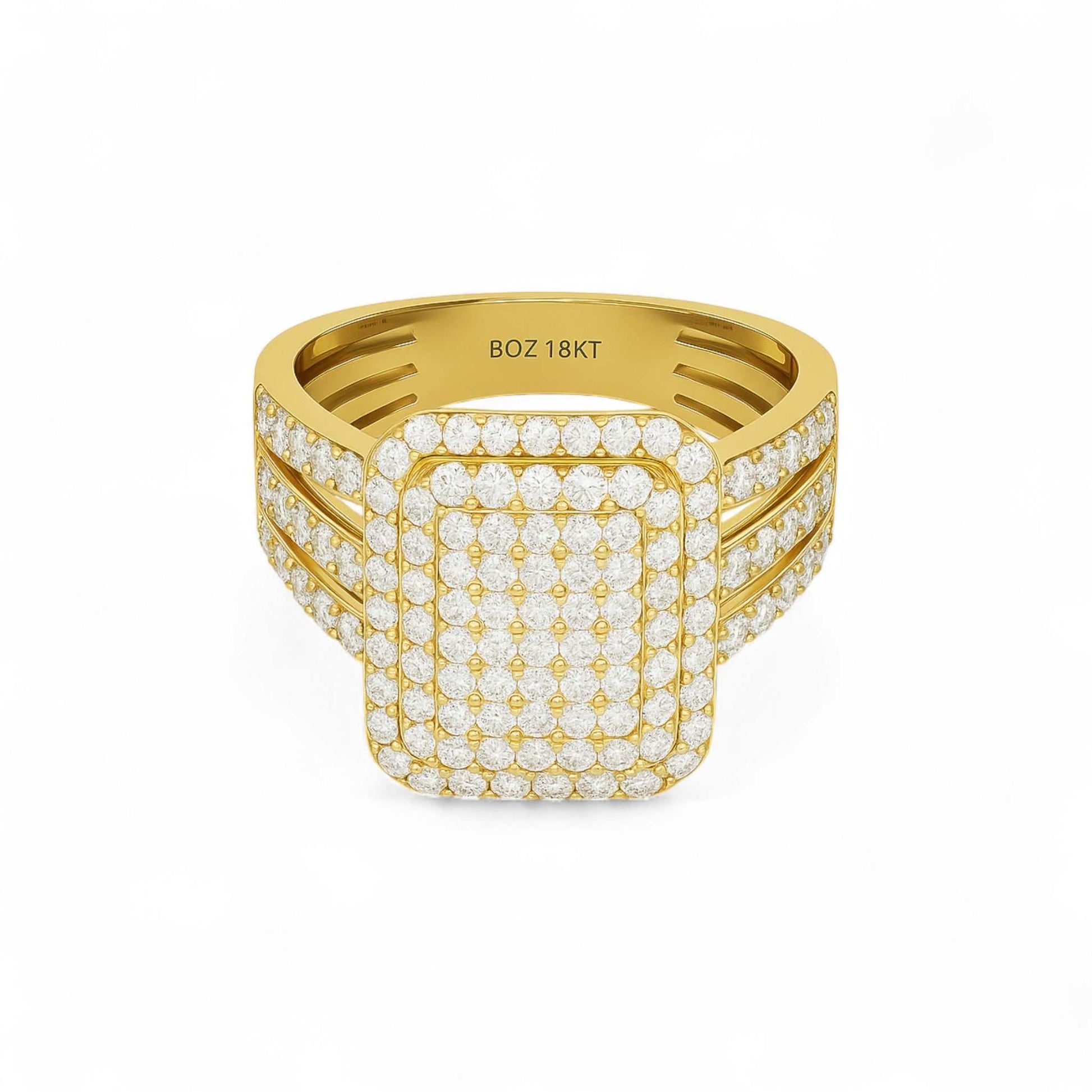 Omoni Radiant Cluster Natural Diamond Engagement Ring in 18K Gold