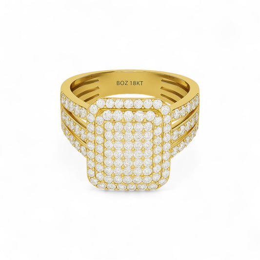 Omoni Radiant Cluster Natural Diamond Engagement Ring in 18K Gold