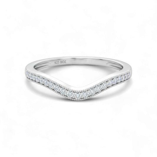 Curve CZ Band in 925 Sterling Silver