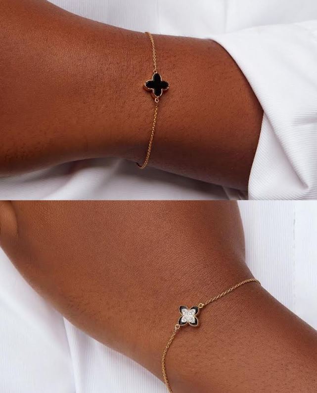 Dual Diamond Clover Bracelet in 18K Gold