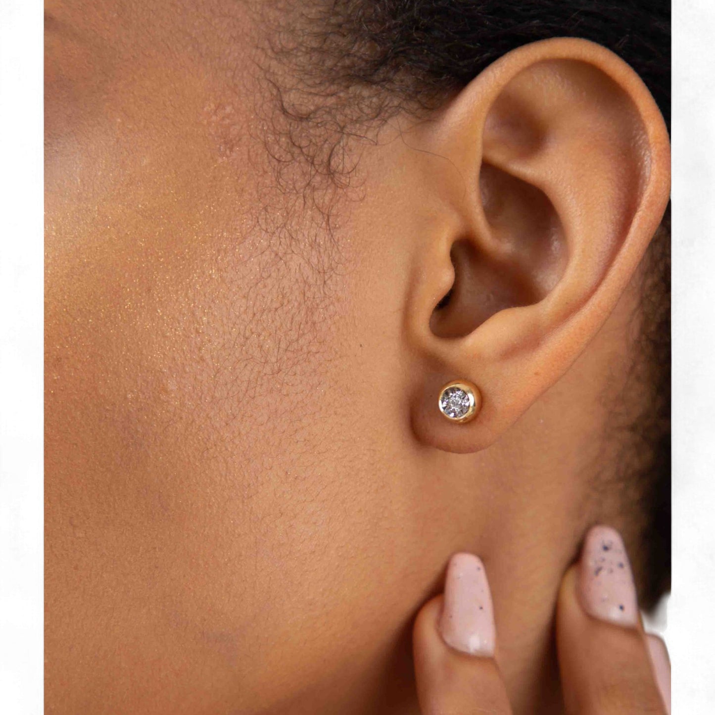 Diamond Ball Stud Earrings in 18K Gold