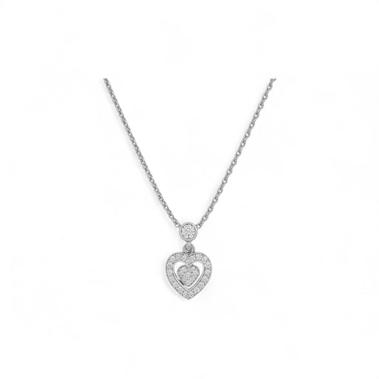 Drop Heart Moissanite Necklace in 925 Sterling Silver