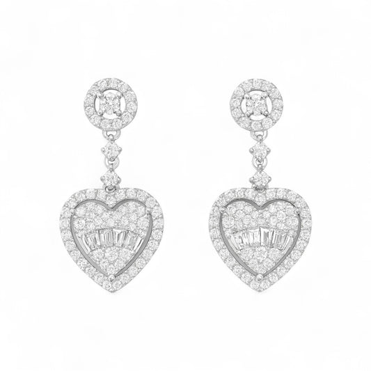 Drop Heart Earrings in 925 Sterling Silver