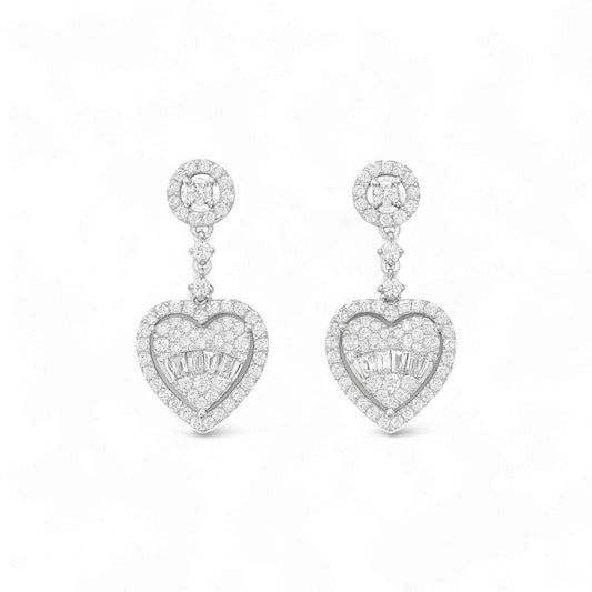 Drop Heart Natural Diamond Earrings in 18K Gold