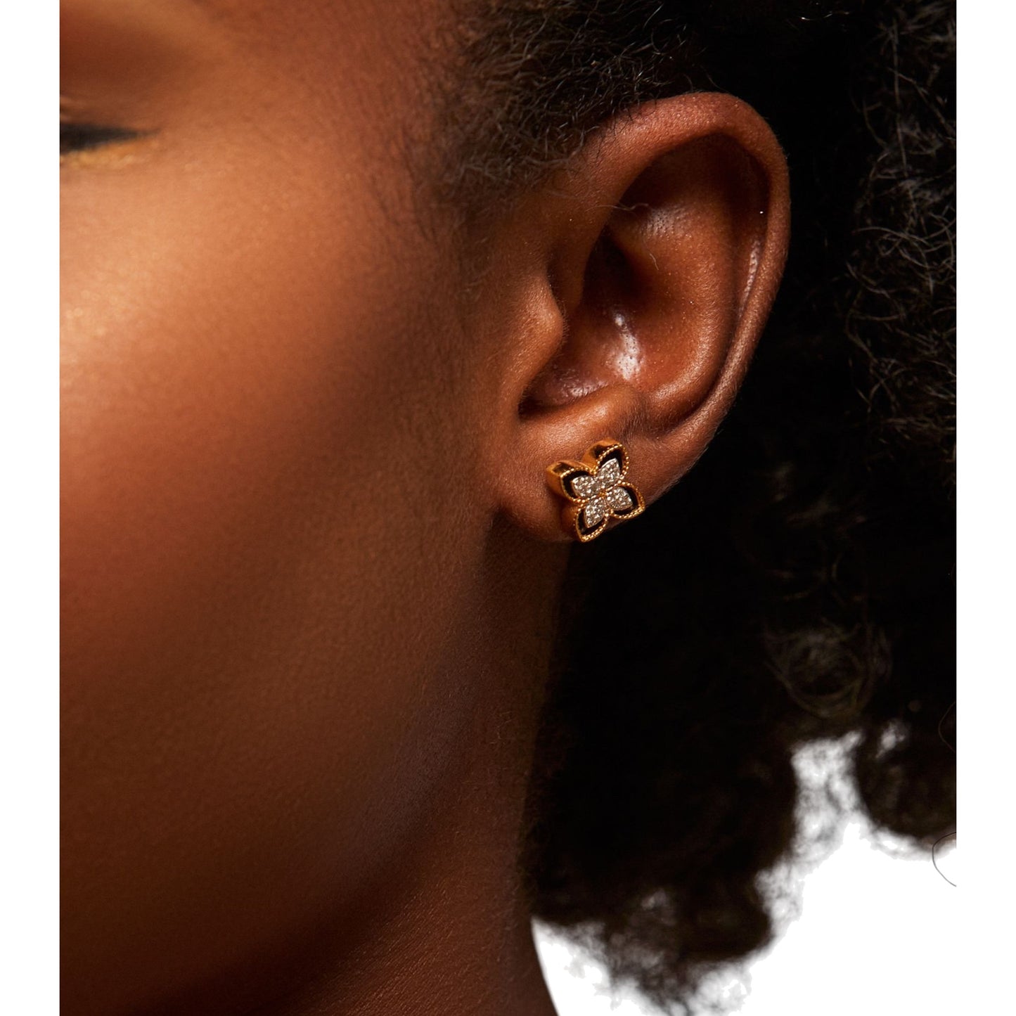Dual Natural Diamond Clover Earrings in 18K Gold