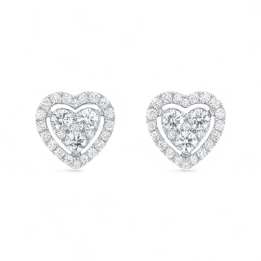 Emi Heart Natural Diamond Studs in 18K Gold