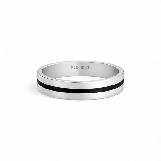 Enamel Line Band in 10K Gold