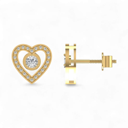 Eternal Heart Studs in 18K Gold
