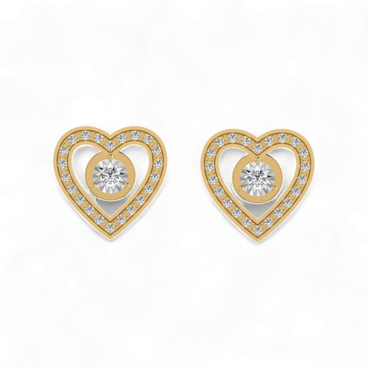 Eternal Heart Studs in 18K Gold