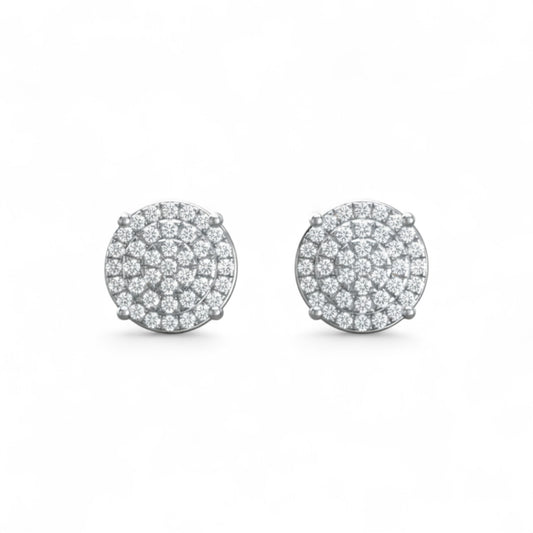 Pair of diamond stud earrings on a white background