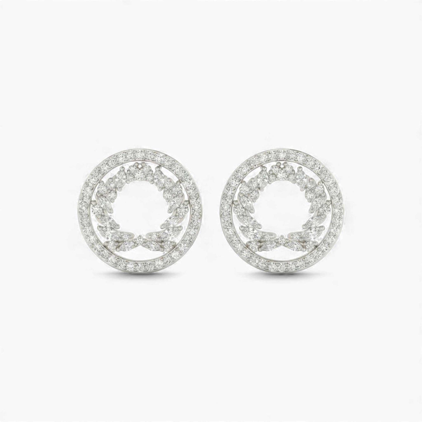 Eyana Moissanite Studs in 925 sterling silver with VVS1 D moissanite gemstones and circular design