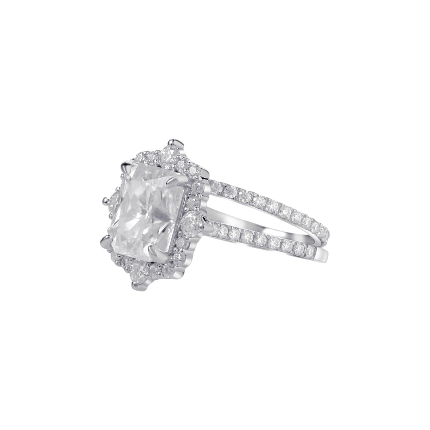 Quinn 2.0 Radiant Cut Moissanite Bride Set in 925 Sterling Silver