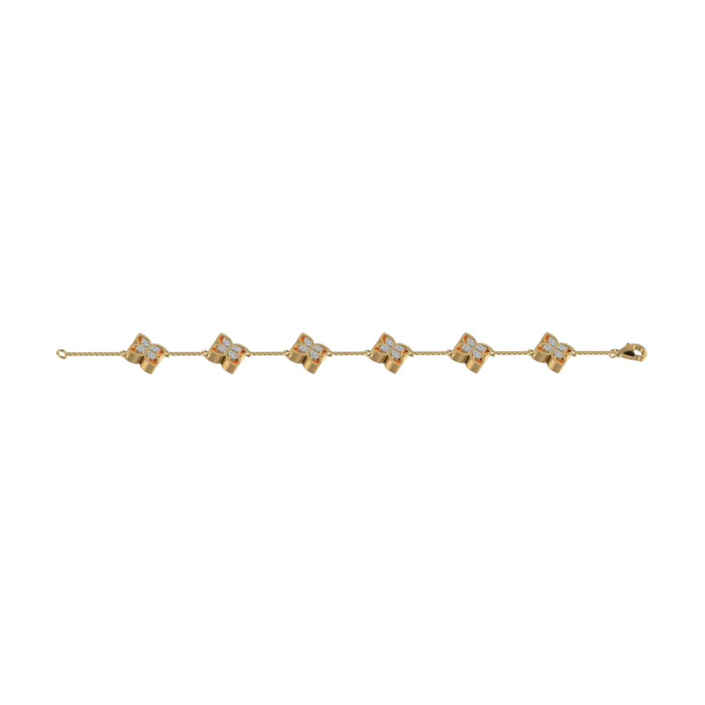 6 Clover Dual Diamond Bracelet in 18KT Gold
