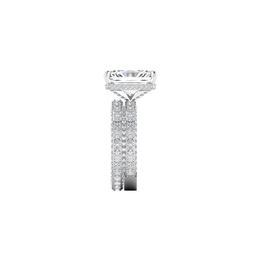 Amina Radiant Cut Lab Grown Diamonds Bride Set in Platinum