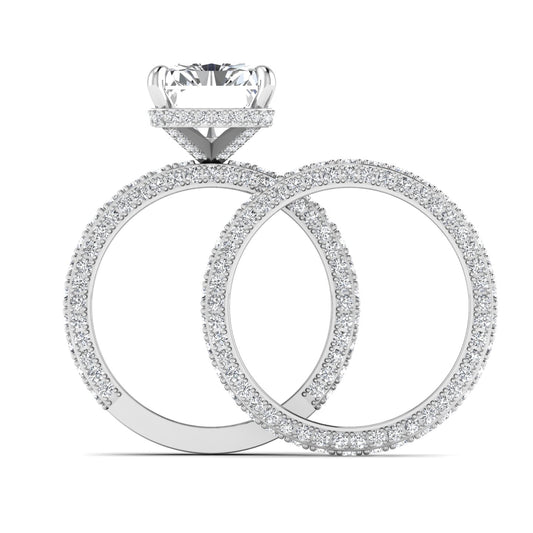 Amina Radiant Cut Lab Grown Diamonds Bride Set in Platinum