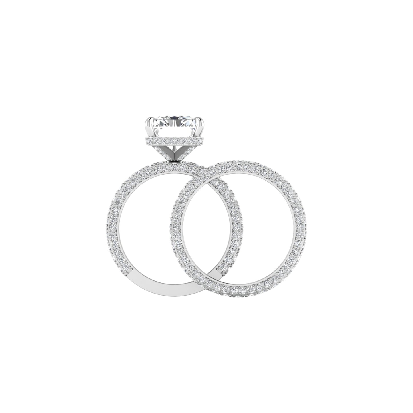 Amina Radiant Cut Lab Grown Diamond Bride Set in 18K Gold