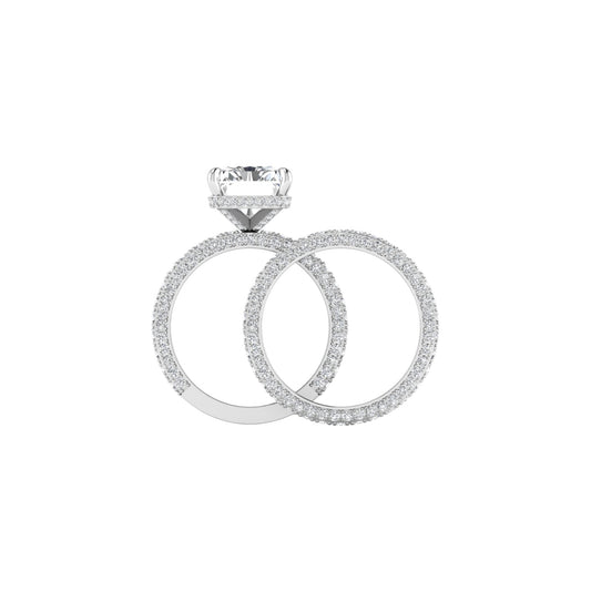 Amina Radiant Cut Lab Grown Diamond Bride Set in 18K Gold