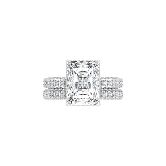 Amina Radiant Cut Lab Grown Diamond Bride Set in 18K Gold